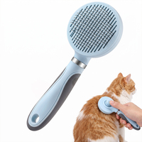 Brosse autonettoyante anti-poils pour animaux de compagnie en acier inoxydable et plastique, à un seul clic, pour chiens et chats, respectueuse de la peau