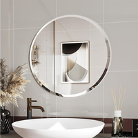 Vente en gros Miroir mural rond biseauté sans cadre pour salle de douche, maquillage, beauté, montage mural suspendu, chambre à coucher