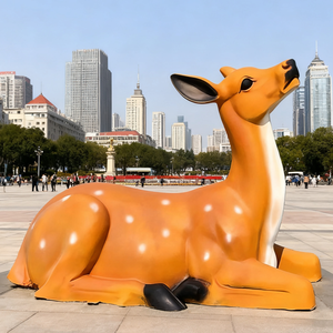 Lifesize Sika <span class=keywords><strong>Deer</strong></span> Sculpture Set Handgemachte realistische benutzer definierte Farbe Finish moderne Edelstahl wetter beständige Garten Patio - Product Image 1
