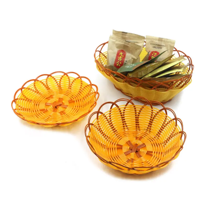 Woven Poly-Wicker Basket Food Fruit Vegetables Basket Bread Serving Tabletop Basket rattan snack plate