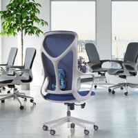 Chaise de bureau exécutive ergonomique moderne à dossier mi-haut en tissu maillé avec soutien lombaire réglable, accoudoirs réglables, pivotante, certifiée, à vérin à gaz