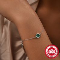 Bracelet diamant malachite rond en argent sterling S925 classique pour femmes filles
