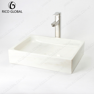 Lavabo Rectangular de Lujo de Alta Gama, Elegante, de Mármol Blanco Pulido, para Baño, Fabricado en Malasia OEM - Product Image 3