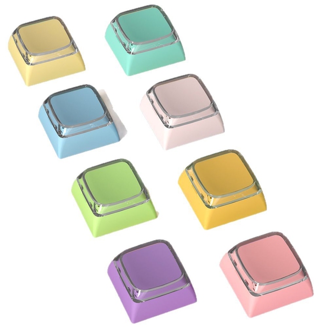 10Pcs Macaron Color Cherry Profile R4 Height Keycaps PBT+PC Blank 1U Key Caps Cherry Profile Keycap for MX Switch Keyboard