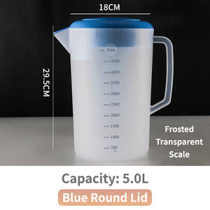 थोक 2.5l 5l बड़ी क्षमता वाले ठंडे पानी केटल जूस पिचर फूड ग्रेड पीपी प्लास्टिक ढक्कन और पैमाने के साथ - Product Image 2
