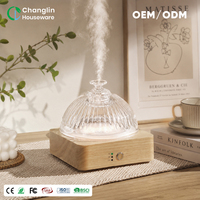 Diffuseur d'huiles essentielles à ultrasons 200 ml avec réservoir en verre et base en bois massif naturel pour la maison et les pièces - Vente en gros