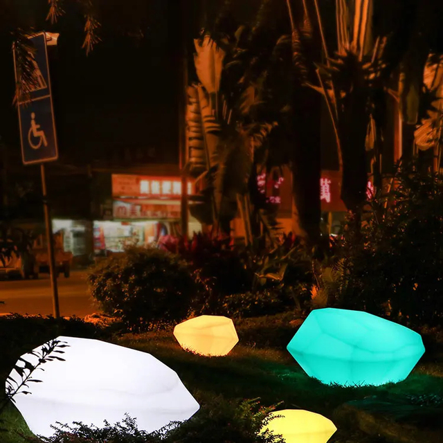 Decorative Floor Lamps Dimmable Stone Shaped Lamps Ambient Light for Garden LED Outdoor Furniture for Shopping Center