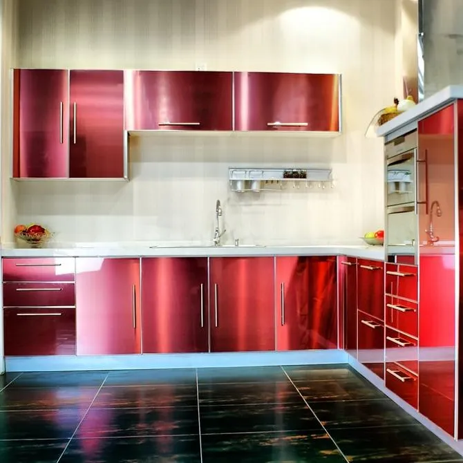 Excellent kitchen Customized red lacquer Kitchen Cabinet
