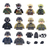 Nouvel ensemble de figurines militaires 2024 Mini Ghost Special Police avec gilet, sac à dos, ceinture, armes et blocs de construction pour personnage de guerre