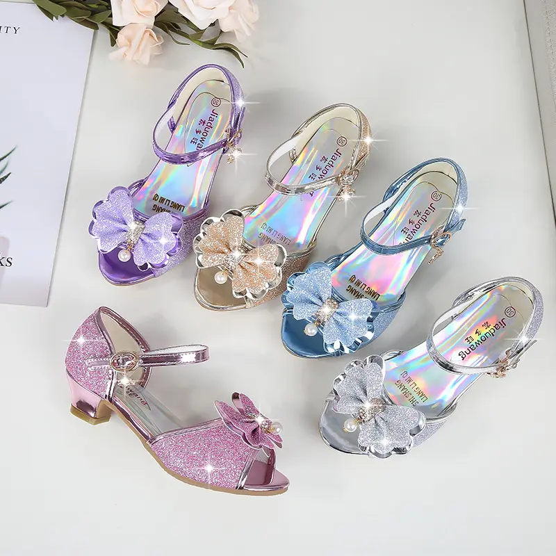 Новый сезон, Корейская версия, сандалии принцессы на высоком каблуке с кристаллами для девочек, студентов, сандалии для девочек с открытым носком