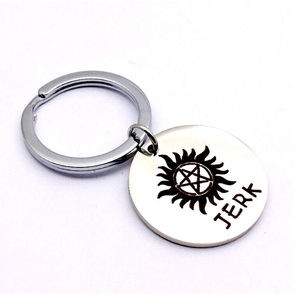Porte-clés en acier inoxydable Art Déco « Wish Evil Force Jerk » – Bijou fantaisie pour femme, accessoire de mode, cadeau - Product Image 3