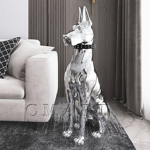 Escultura de <span class=keywords><strong>Doberman</strong></span> Pinscher de Gran Tamaño, Estilo Golden Retriever, Arte Animal Moderno, Cromado en Oro y Plata, para Decoración - Product Image 2
