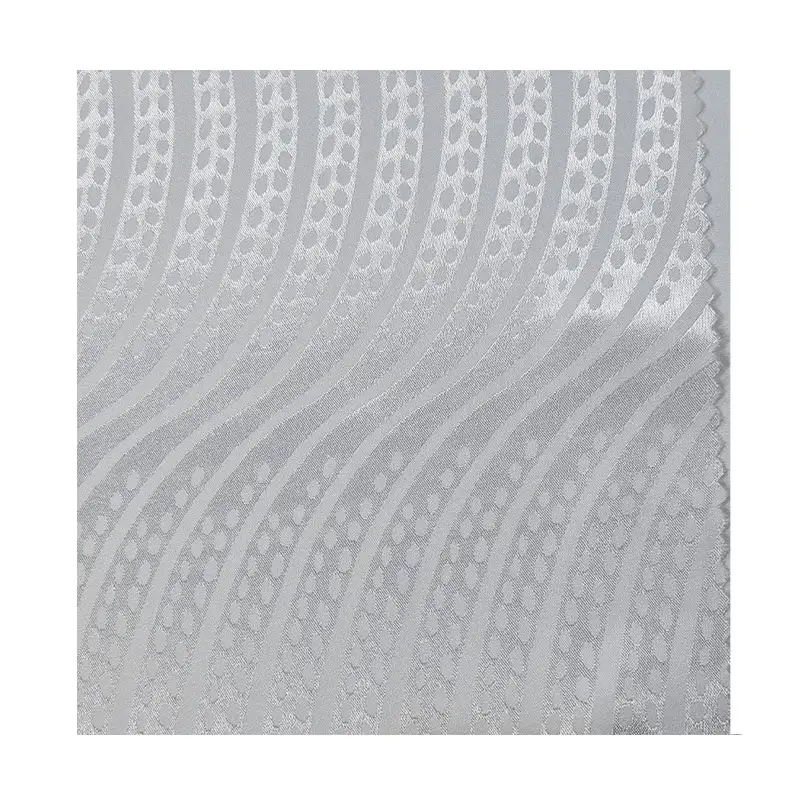 Tessuto in poliestere jacquard satinato con motivo a S jacquard bianco può essere stampato