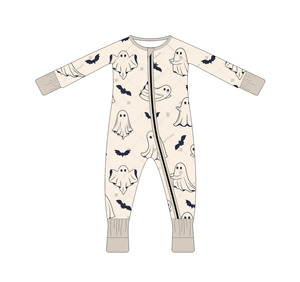 Pigiama per Neonati di Halloween con Stampa <span class=keywords><strong>Scheletro</strong></span> e Fantasma, Stile con Cerniera in Fibra di Bambù, Morbidi Polsini, Unisex - Product Image 3