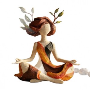Cross-border New Arrival Yoga Girl Figurine Resin Craft Home Decor Ornament High-end and Piece American Style Striped - Product Image 3