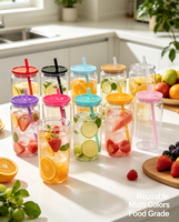 Gobelet en plastique écologique personnalisé 16oz vierge pour sublimation avec paille pour consommation directe, articles promotionnels pour le bureau et les fêtes