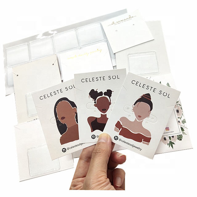 Небольшая Минимальная партия заказа, маленькая карточка с индивидуальным принтом, низкая цена, квадратные ювелирные изделия, ожерелье, серьги, бумажная карточка с мягким карманом из пвх на спине