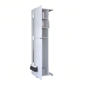 Armario de Almacenamiento Blanco para Escobas, 71.3 Pulgadas, Cuatro Estantes, Tipo Vertical, Organizador Multifuncional de Plástico para Uso en Armarios - Product Image 1