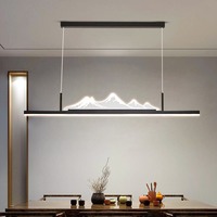 Nouvelle lampe de table de style chinois pour restaurant, en fer et acrylique, marron doré, longue, zen, simple, pour bureau, salon de thé, ou salle de thé.
