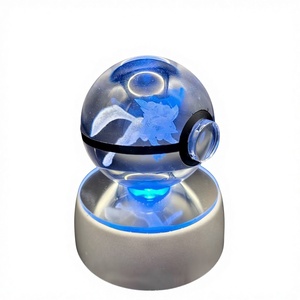 Boule de cristal lumineuse 3D gravée à l'intérieur, Pokémon Lycanroc (forme coucher de soleil), ornement transfrontalier, cadeau pour mariages - Product Image 1