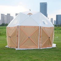 Tenda Camping Keluarga Besar 8-10 Orang Lipat Mewah Empat Musim, Anti Air 1000-1500mm, Kain Oxford 210D, Rangka Besi