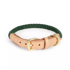 Commercio all'ingrosso di lusso stile Custom intrecciato intrecciato <span class=keywords><strong>in</strong></span> pelle riciclata collare rotondo cane <span class=keywords><strong>per</strong></span> gli animali domestici che camminano di formazione - Product Image 4