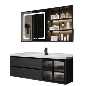 Meuble de salle de bain moderne et simple en ardoise, meuble-lavabo intelligent en bois massif, combinaison lavabo et meuble sous-vasque - Product Image 5