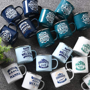 Taza de Café de Esmalte Vintage de 350 ml, Económica, al por Mayor, con Logotipo Personalizado Impreso, Reutilizable, Apta para Lavavajillas y <span class=keywords><strong>Microondas</strong></span>, para Camping - Product Image 4