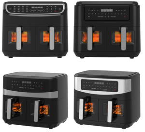 2600 W Smart Digital Air Fryer 9 L <span class=keywords><strong>Double</strong></span> Panier <span class=keywords><strong>Double</strong></span> Zone Acier Inoxydable 8-1 Sans Huile Freidora Ménage Voiture Hôtel Allemand - Product Image 2