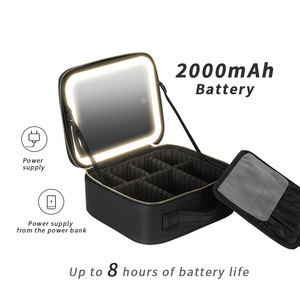 Factory Custom Travel Vanity <b>Professional</b> LED Mirror <b>Bag</b> Suitcase Strap Cosmetic Zipper Portable Large Toiletries Storage <b>Bag</b> - Product Image 3