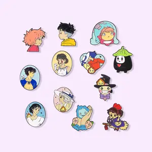 XM 18 diseños japoneses Spirited Away Miyazaki Hayao lindo broche de dibujos animados insignia personalizada solapa Metal Pins para niños Anime esmalte Pin