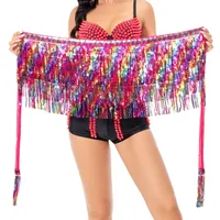 Accessoires de danse du ventre colorés pour femmes, ceinture de danse du ventre à franges et paillettes, ceinture de danse du ventre pour filles, accessoire de danse pour la taille
