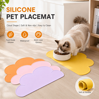 Tapis d'alimentation pour animaux de compagnie en silicone en forme de nuage, pour gamelles de nourriture et d'eau pour chats et chiens, avec rebord surélevé, logo personnalisé