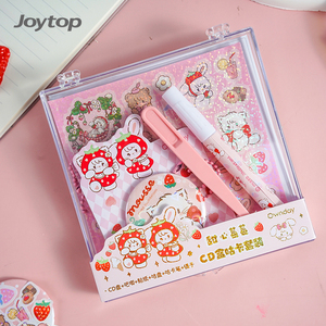 Joytop OD 500083 vente en gros <span class=keywords><strong>Mikko</strong></span> chérie fraise CD boîte autocollant ensemble carte décorative bricolage papeterie enfants jouet - Product Image 1