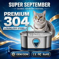 Fontaine à eau pour animaux de compagnie en acier inoxydable 304 WF170 3,5 L, distributeur d'eau automatique pour chat et chien avec fenêtre de niveau d'eau visible, pompe silencieuse