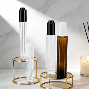 Flacons compte-gouttes en verre cylindriques vides de 15 ml/10 ml/5 ml, compte-gouttes à pression pour huile essentielle, sérum, soin de la peau, emballage cosmétique, décalcomanie - Product Image 3