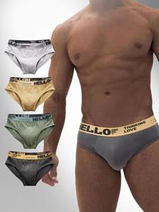 Slip da Uomo in <span class=keywords><strong>Cotone</strong></span> Traspirante con Logo Personalizzato, Design OEM/ODM, <span class=keywords><strong>Mutande</strong></span> a Vita Media per Uomo - Product Image 2