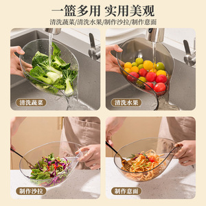 Clear Plastic Drain Basket For Kitchen Sink Fruit Vegetable Washing Storage Colander Strainer Pet Material Hand Wash Only - Product Image 4
