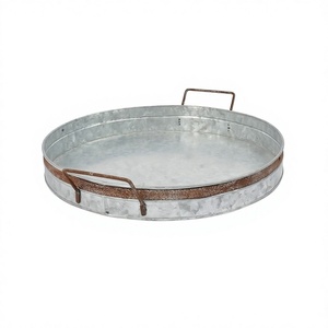 Plateau à dessert galvanisé au design simple, de qualité supérieure, de forme ronde, pour servir des chocolats et des bonbons, en gros - Product Image 1