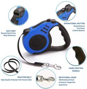 Laisse de chien rétractable en nylon robuste pour l'entraînement à la traction automatique extensible de 3 m/5 m en gros - Product Image 2