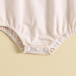 スプライシングデザインベビーサマーロンパース薄手通気性コットンカスタムベビーボディスーツ半袖幼児ジャンプスーツボタン留めODM - Product Image 4