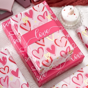 Heart <b>Pattern</b> Gift Wrapping <b>Paper</b> Double Sided Art <b>Paper</b> Coated Love Text Design For Packaging And Craft Use - Product Image 1