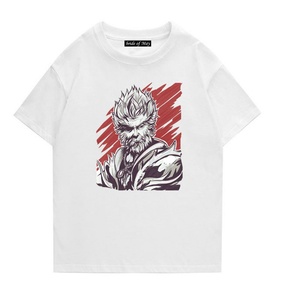 Wukong Men's <b>Y2K</b> Oversized Hip Hop Streetwear T-<b>Shirts</b> Black Myth Print Custom Graphic Tees Breathable Knitted O-Neck Wholesale - Product Image 3