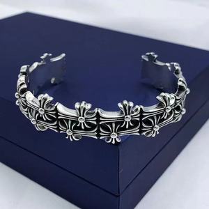Bracelet large unisexe tendance style punk <span class=keywords><strong>à</strong></span> double croix, motif géométrique, bijoux bouddhistes principalement en laiton, idéal pour offrir - Product Image 1