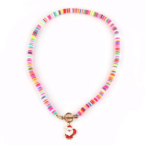 จี้ซานตาคลอส สร้อยคอดินโพลิเมอร์หลากสี สร้อยคอโบฮีเมียน ของขวัญเครื่องประดับ - Product Image 5