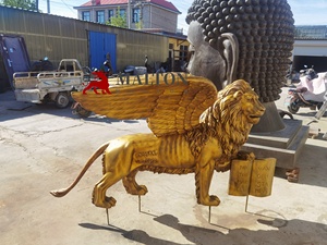 Scultura di <span class=keywords><strong>Leone</strong></span> Alato in Bronzo di Alta Qualità, Realizzata a Mano con Fusione a Cera Persa, <span class=keywords><strong>Altezza</strong></span> 120cm, Peso 100kg, Personalizzabile - Product Image 2
