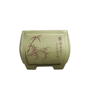 Handmade Zisha <b>Flower</b> <b>Pot</b> Classic Square Green <b>Clay</b> Small Desktop Bonsai Planter Literati Style Su Bing - Product Image 5