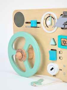 Juguete de Volante de Madera, Tablero de Actividades Montessori para Niños, Sonido y Luz Realistas, Aprendizaje Interactivo - Product Image 2