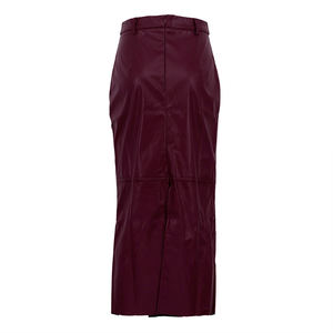 Zip arrière <span class=keywords><strong>bordeaux</strong></span> PU à la mode taille haute Midi jupes longues bureau dame printemps 2025 vêtements pour femmes <span class=keywords><strong>jupe</strong></span> en <span class=keywords><strong>cuir</strong></span> pour les femmes - Product Image 5