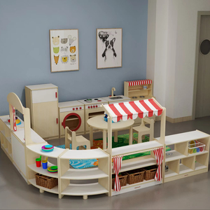 Ensembles de meubles de maternelle Montessori, meubles en bois pour la garderie, tables, chaises et armoires - Product Image 1